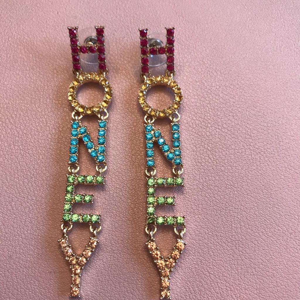 Oversize Colorful Crystal Honey Dangle Earrings